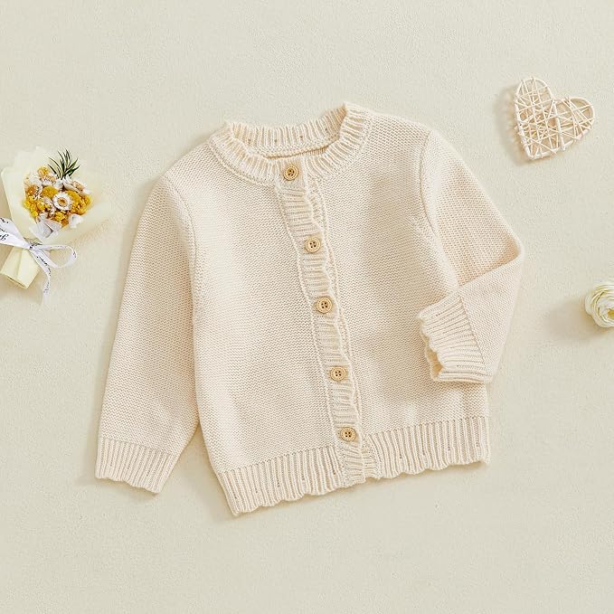 Baby Girl Cardigan Long Sleeve Button Up Sweater Toddler Girl Fall Outfits - Image 3