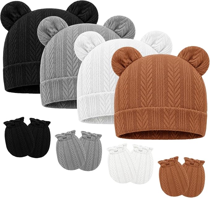 Newborn Baby Hats Bear Ears and Mittens Sets Preemie Toddler Infant Caps Baby by Unknown