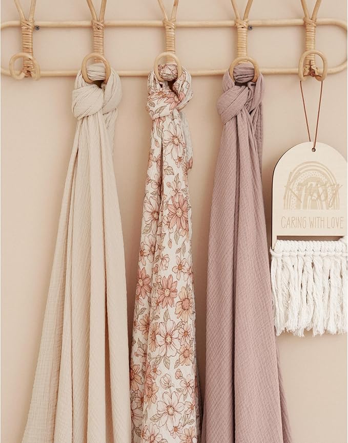 Konssy 3-Pack Muslin Baby Swaddle Blankets, 47 x 47 in Receiving Blankets | - Image 4