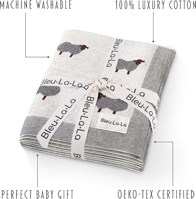 Luxury Cotton Knit Swaddle Baby Blanket - Image 3
