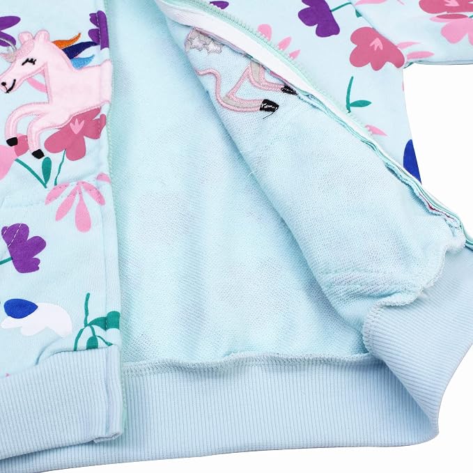 Baby Girl Zip-up Jacket Rainbow Unicorn Cotton Hoodie Sweatshirt Toddler Fall - Image 5