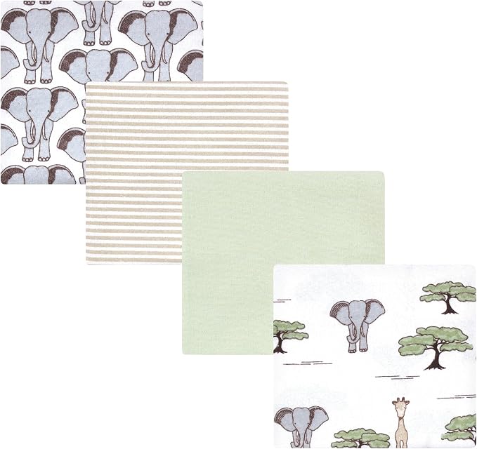 Hudson Baby Cotton Flannel Receiving Blankets 4-Pack, Wild Safari Adventures by HudsonBaby