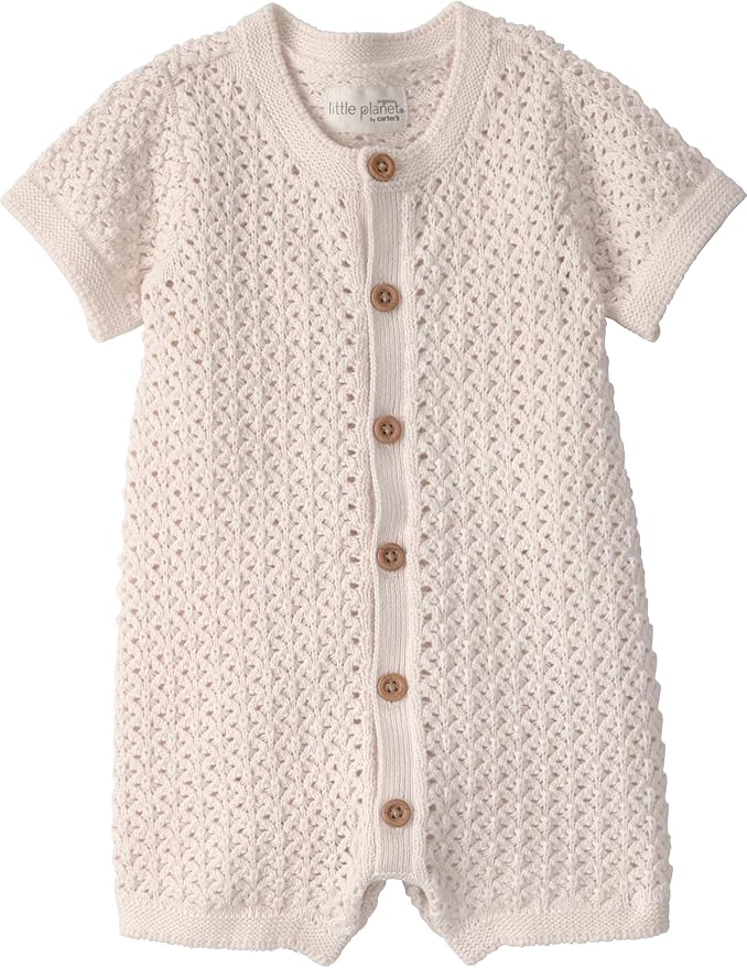 little planet by carter's Unisex Baby Waffle Knit Button-Front Jumpsuit made by LittlePlanet