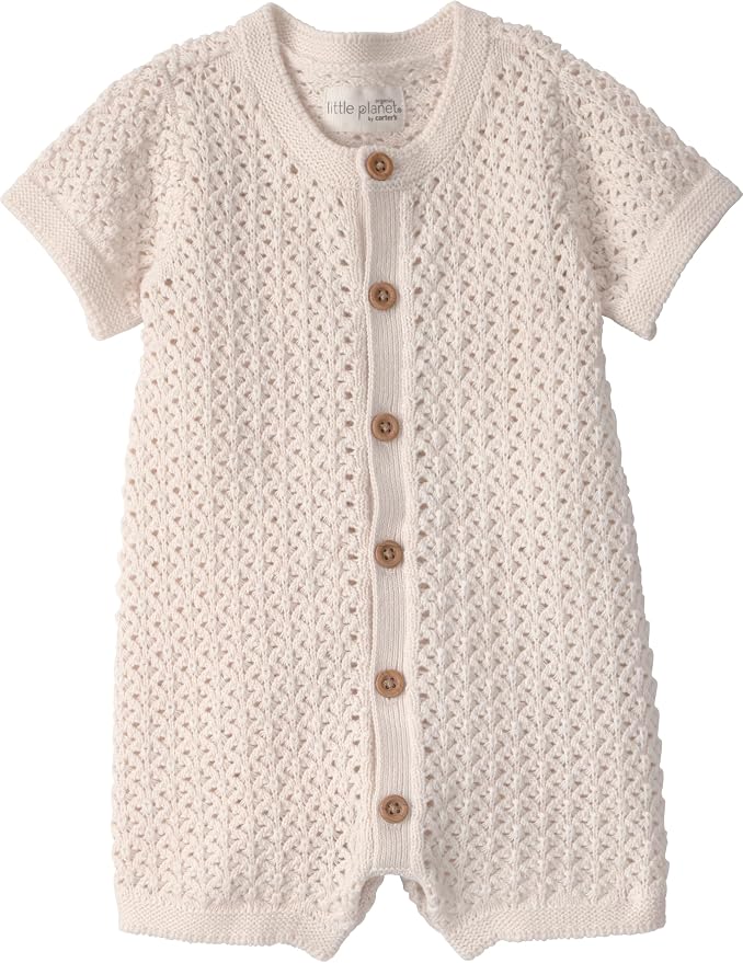 little planet by carter's Unisex Baby Waffle Knit Button-Front Jumpsuit made by LittlePlanet