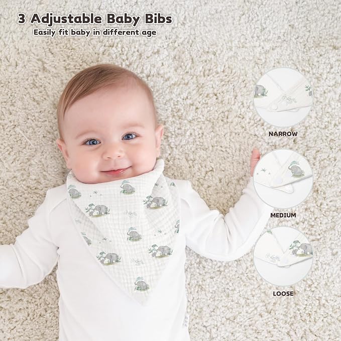 Susurration Muslin Baby Drool Bibs 6Pack Soft Triangular Adjustable Baby - Image 3