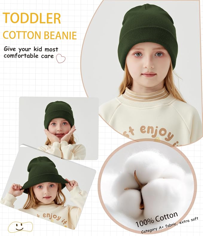 ROYBENS 100% Cotton Baby Beanie Cute Toddler Winter Hat Knit Caps Ages 0-8 | - Image 4