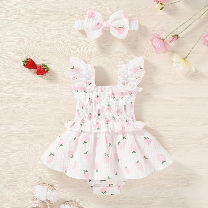 YOUNGER TREE Baby Girl Clothes Ruffle Romper Boho Dress Summer Cake Smash - Image 7