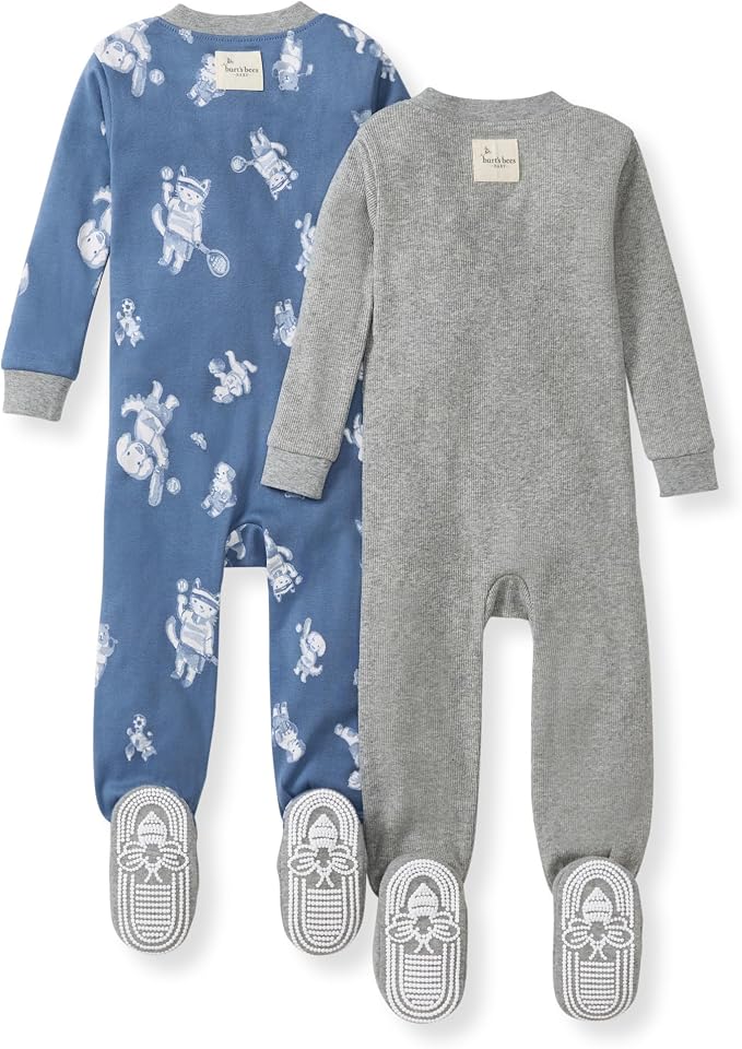 Burt's Bees Baby Boys Organic Cotton, Snug Fit Footed Sleeper Pajamas | - Image 2