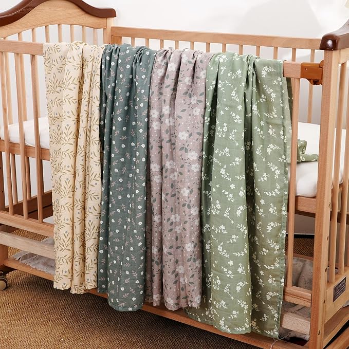 4 Set Muslin Swaddle Blankets Receiving Blanket - Image 3