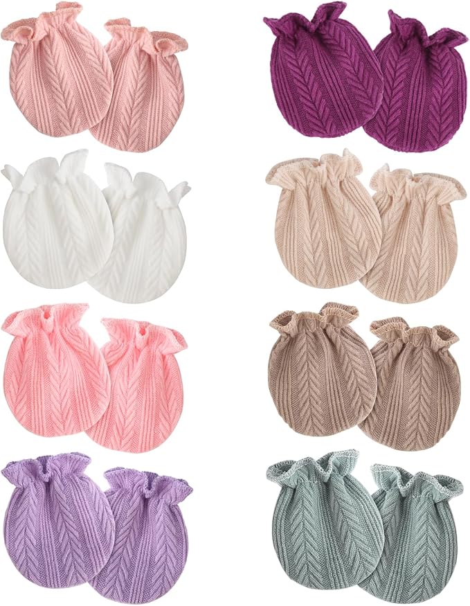 BQUBO Newborn Infant Toddler Mittens No Scratch Cotton Elastic Wrist Gloves by DRESHOW