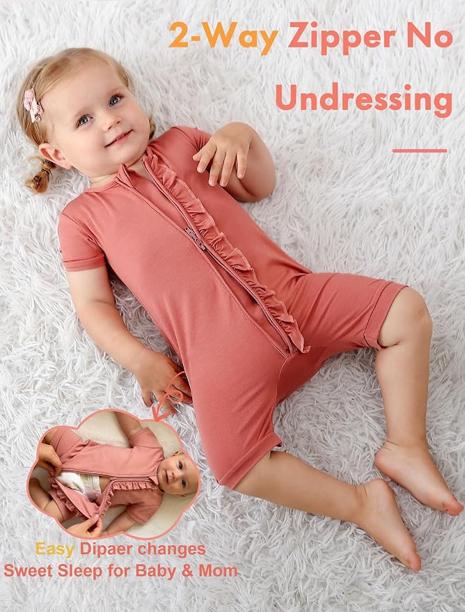 JunNeng Viscose from Bamboo Baby Sleeper, Short Sleeve Romper Jumpsuit | 2 Way - Image 4