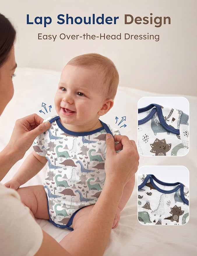 Yoofoss Baby Bodysuits 100% Organic Cotton Baby Short Sleeve Baby Boys Girls - Image 3