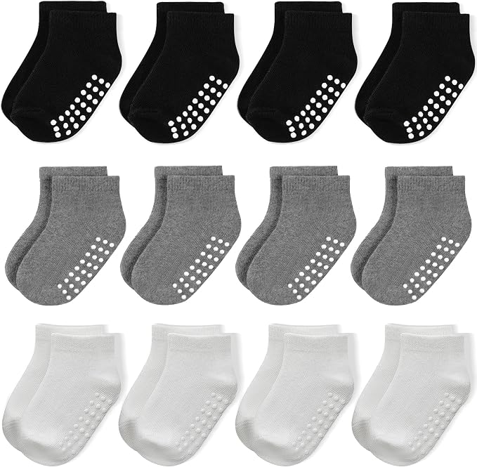 Baby Non-Slip Ankle Socks 12 Pack Soft Cotton by JAKIDAR