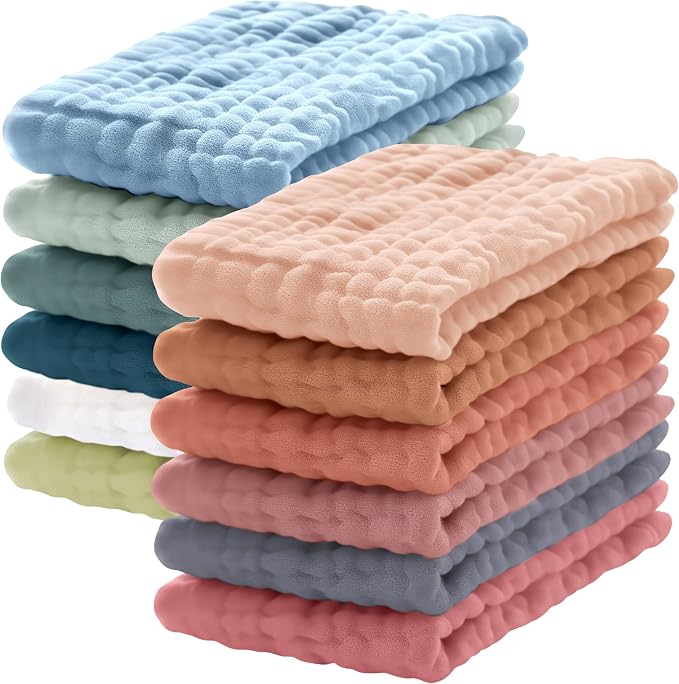 Lovely Care 12 Pack Muslin Burp Cloths 100% Cotton Muslin Cloths Large by Lovely+Care