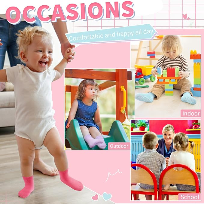 GRPSKCOS Baby Socks Non Slip 12 Pairs Toddler Anti Skid Socks - Image 6