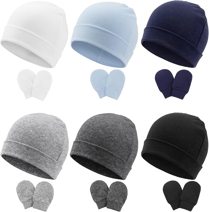 BQUBO Newborn Baby Hats Mittens Set Hospital Hat Beanie Infant Caps Baby Gloves - Image 8