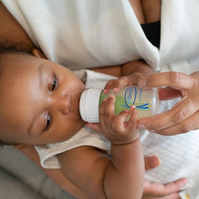 Dr. Brown's Natural Flow Anti-Colic Options+ Narrow Baby Bottle, 2 oz/60 mL, with Preemie Flow Nipple, 0m+, 4 Pack
