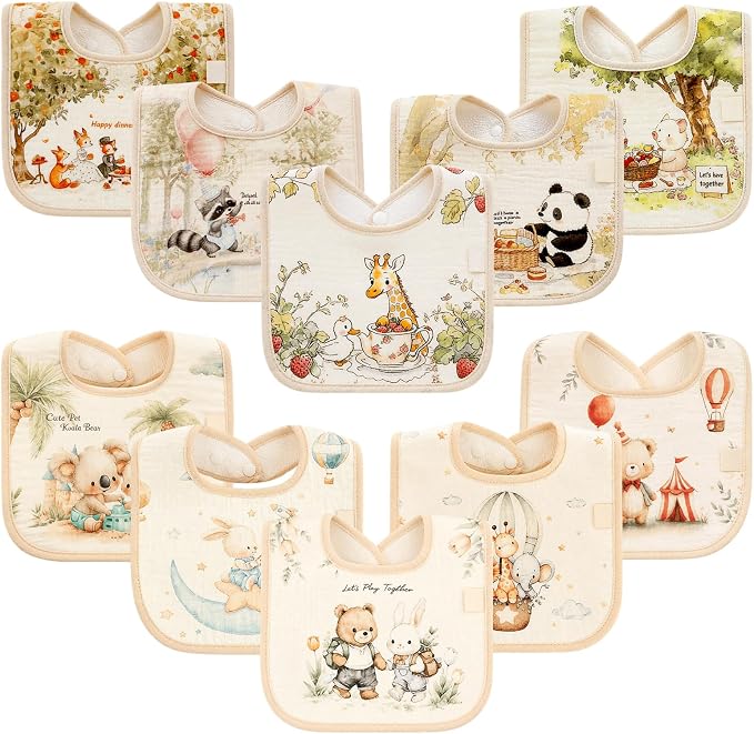 Organic Cotton Muslin Baby Bibs by DOSMINE