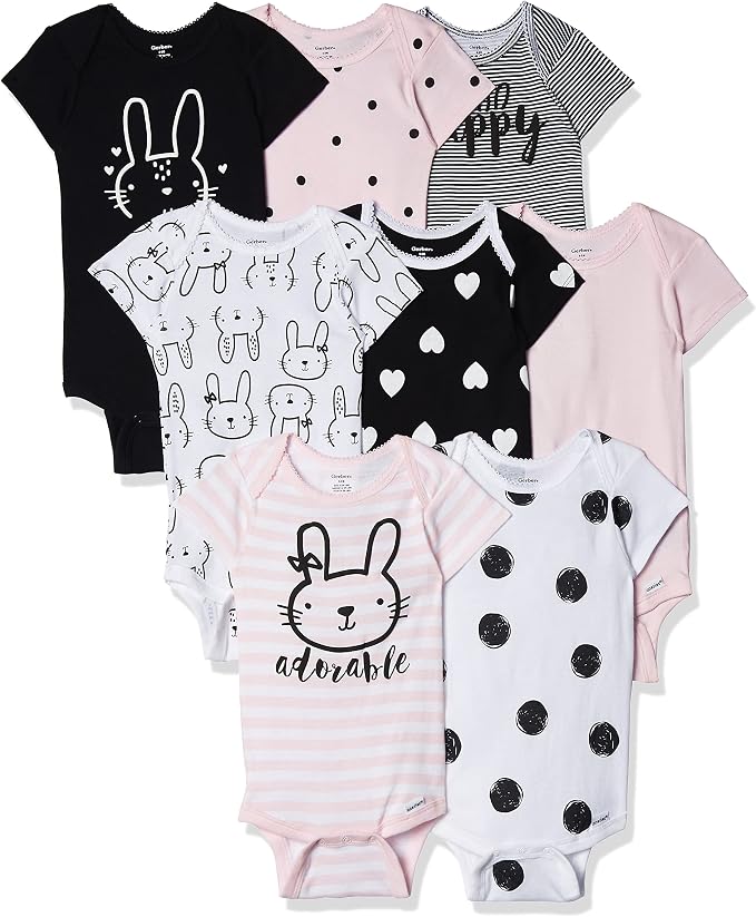 Gerber Baby Girls' 8-pack Short Sleeve Onesies Bodysuits by Gerber
