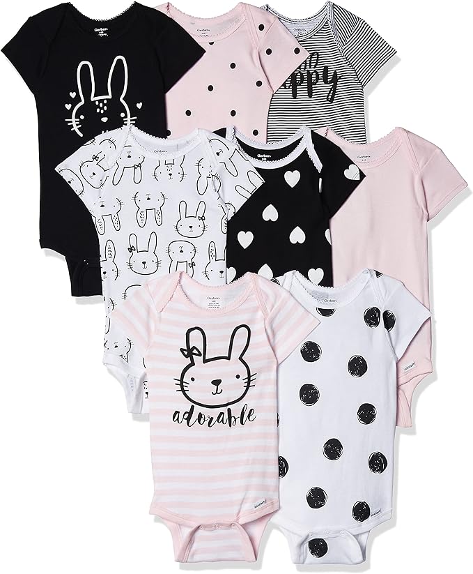 Gerber Baby Girls' 8-pack Short Sleeve Onesies Bodysuits by Gerber