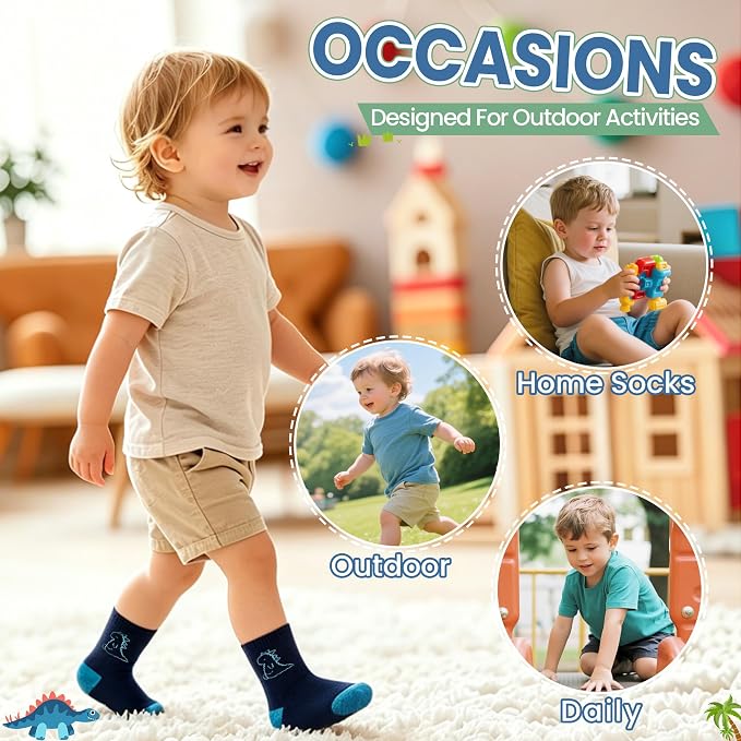 Toddler Non Slip Grips Socks Kids Anti Skid Baby Boys Girls Cotton Crew Socks - Image 6