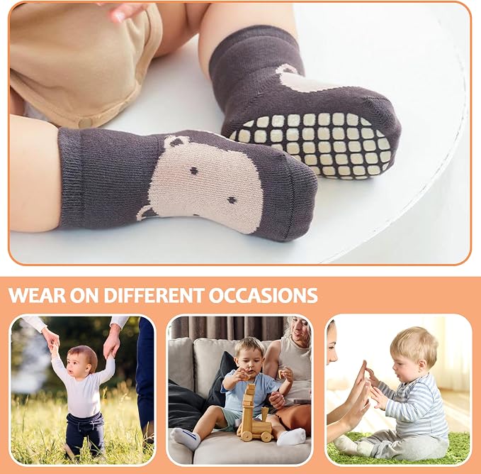 TRUEHAN 5 Pairs Toddler Non Slip Socks - Image 6
