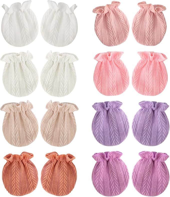 BQUBO Newborn Infant Toddler Mittens No Scratch Cotton Elastic Wrist Gloves by DRESHOW