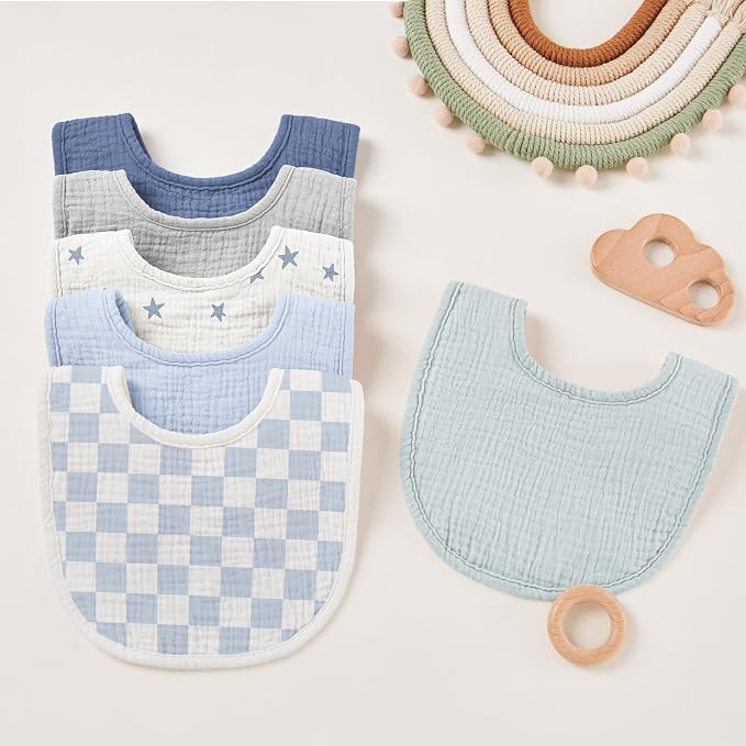 Susurration Muslin Baby Drool Bibs 6Pack Soft Square Adjustable Baby Bandana - Image 6
