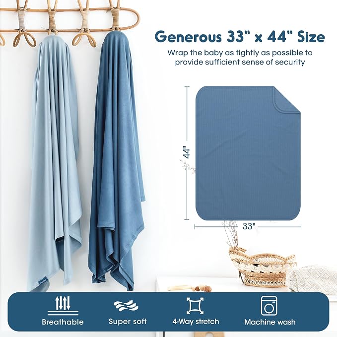2 Pack Newborn Swaddle Blanket, Ultra Soft Stretchy Jersey Knit Extra Large - Image 3