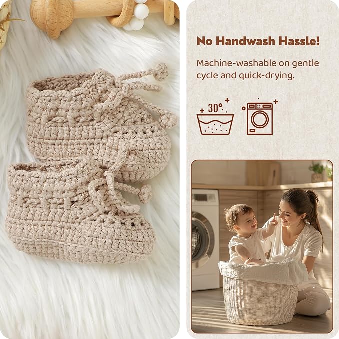 Hadetoto Baby Booties Hand Crochet Knit Cotton Bootie | Soft, Newborn First - Image 5