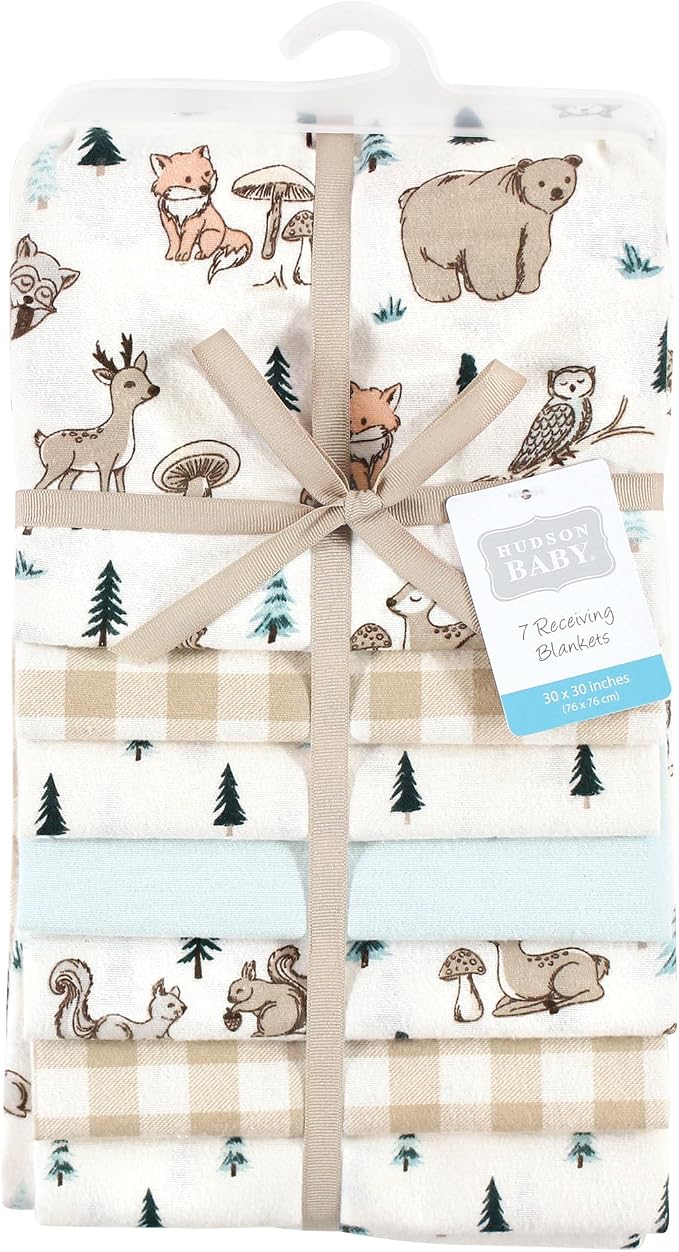 Little Treasure Hudson Baby Cotton Poly Flannel Receiving Blankets Multipack - Image 2