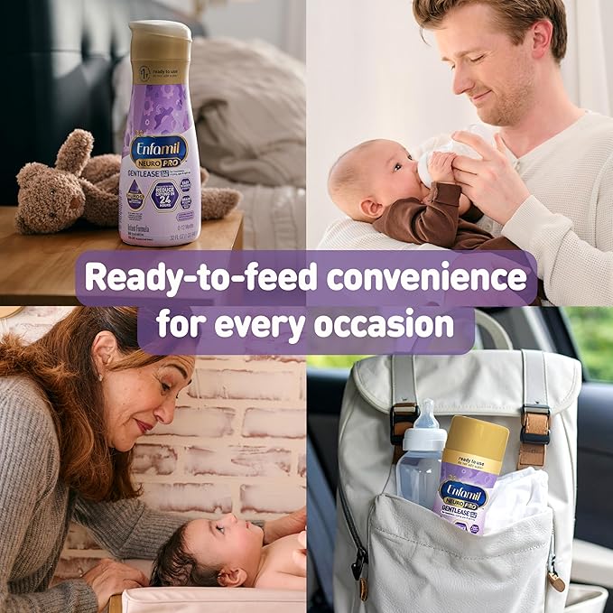 Enfamil NeuroPro Gentlease Ready-to-Feed with Smaller Proteins for Easy Digestion, Brain Supporting DHA,Baby Formula for easing Fussiness, Crying, Gas, Spit-up in 24hrs, 8 Fl Oz, 24 Bottles