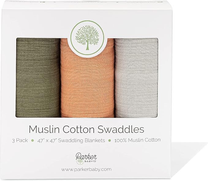 Parker Baby Co. Soft Muslin Baby Swaddle Blankets, 3 Pack - Image 8
