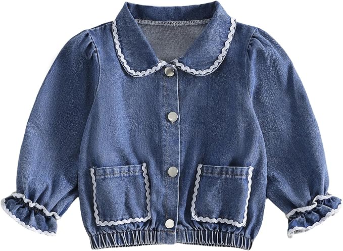 Thorn Tree Girls Denim Jacket Turn Down Collar Outerwear Long Sleeve Button by ThornTree