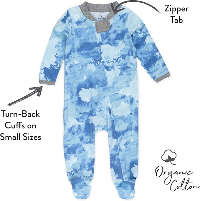 HonestBaby Baby Boys' Sleep & Play Footed One-piece Pajama Sleeper 100% Organic - Image 2