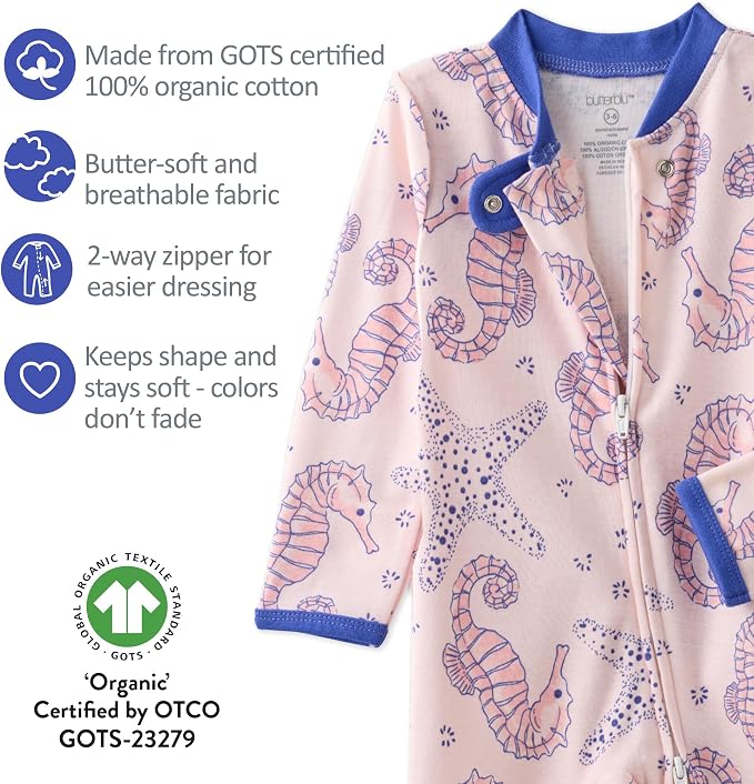 Butterblu Shadow Sleep & Play 100% Cotton Footless Two Way Zip Front PJs - Image 6
