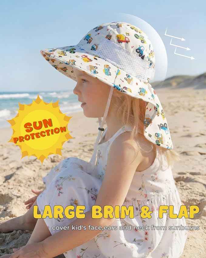 Toddler Baby Sun Hat Kids Summer Beach Essentials Adjustable Beach Hats - Image 3