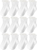Baby Toddler Girls Socks Grip Ruffle Non Slip Kids Cotton 12 Pack Socks | by Aroveea