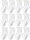 Baby Toddler Girls Socks Grip Ruffle Non Slip Kids Cotton 12 Pack Socks | by Aroveea