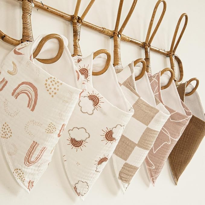 Muslin Baby Bibs 8 Pack, Baby Bandana Drool Bib for Drooling and Teething, Cotton Soft Absorbent for Girls Boys