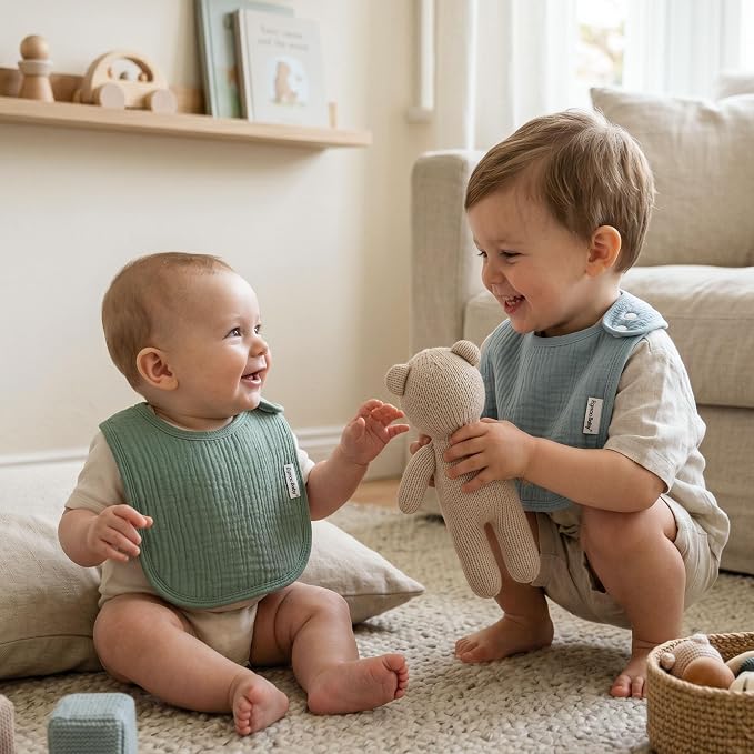 Muslin Baby Bibs for Drooling and Teething, Bibs for Boys Girls | Soft Cotton - Image 2
