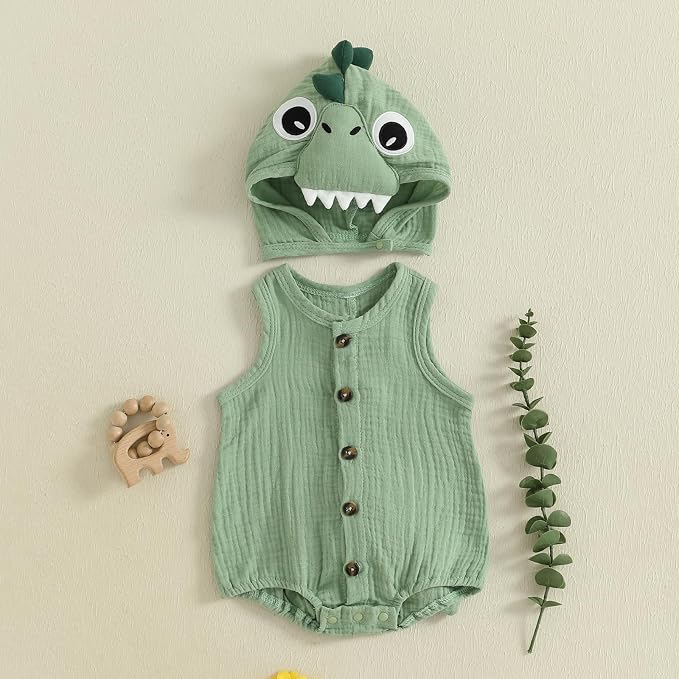 Newborn Baby Boys Rompers Hoodies Dinosaur Cartoon Infant Baby Toddler Onesie - Image 4