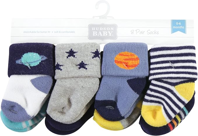 Hudson Baby Baby 8-pack Cotton Rich Newborn and Terry Socks - Image 2