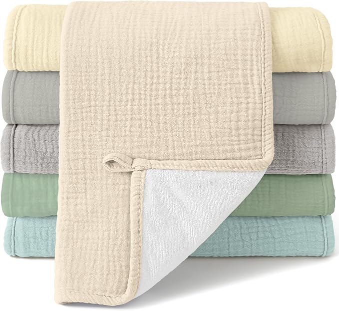 Bearmoss Muslin Burp Cloths, 100% Cotton Baby Burping Clothes, Large Extra Soft by Bearmoss