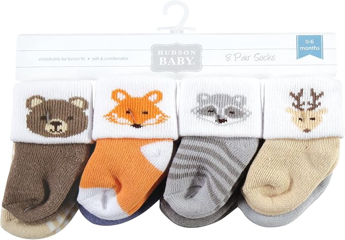 Hudson Baby Baby 8-pack Cotton Rich Newborn and Terry Socks - Image 2