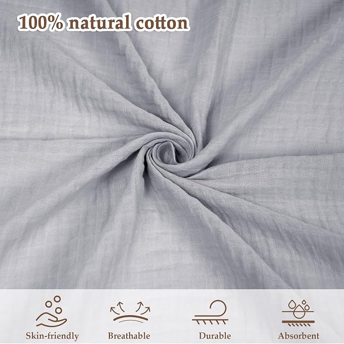 david's kids 4 Pack Baby Muslin Swaddle Blankets 47" x 47", 100% Cotton - Image 5
