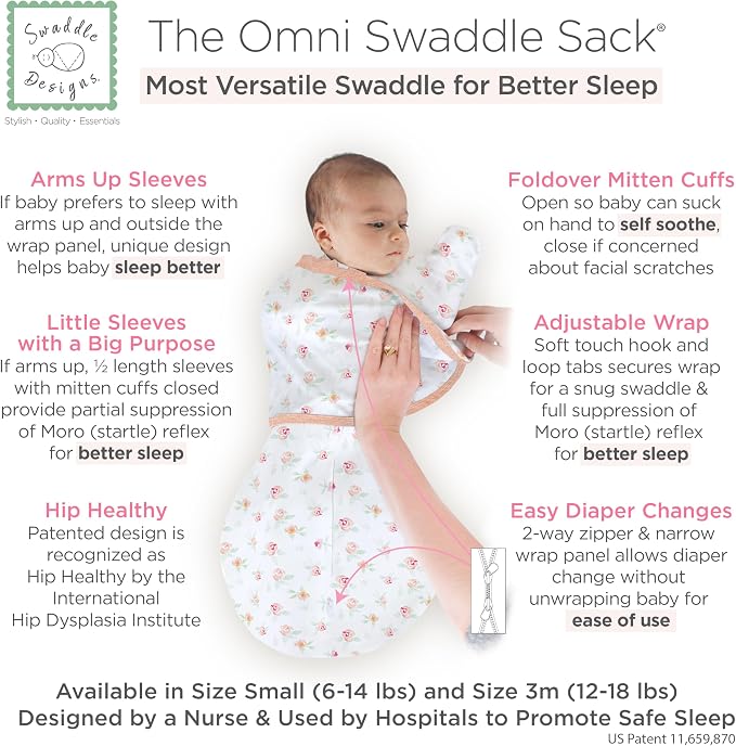 SwaddleDesigns 6-Way Omni Swaddle Sack, Arms Up Swaddle - Image 2