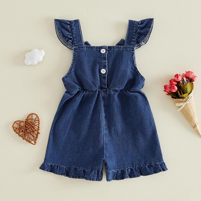 Little Girl Romper Toddler Overalls Summer Bow Jumpsuit Boho Outfit 6M-5T - Image 5