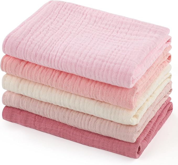 MUKIN Baby Washcloths, Muslin Burp Cloths Towels by MUKIN