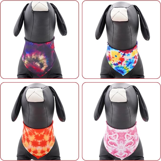 7 PCS Medium Tie Dye Dog Bandanas Hemming Seam Edge Dog Bandana - Image 4